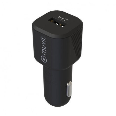 muvit for change pack cargador coche USB 2.4A 12W + cable Lightning MFI 2.4A 1,2m negro (1/4)