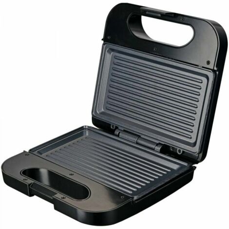 Grunkel - Sandwichera con Grill para 2 sandwiches. Superficie antideslizante y antiadherente de 750W de potencia y tacto frío (Acero inoxidable)