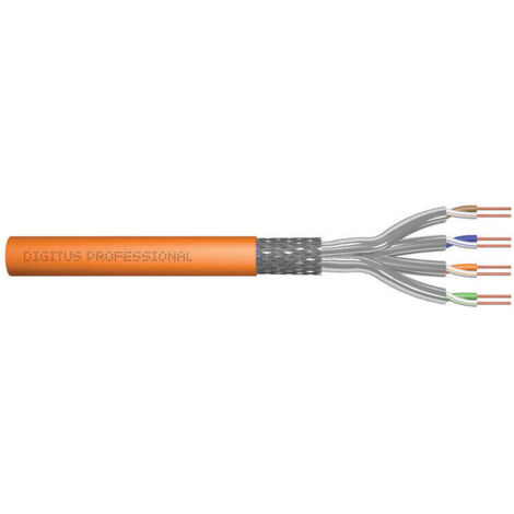 CAT 7 S-FTP installation cable - 1200 MHz Dca (EN 50575) - AWG 23/1 - 100 m drum - sx - duplex -orange (1/2)