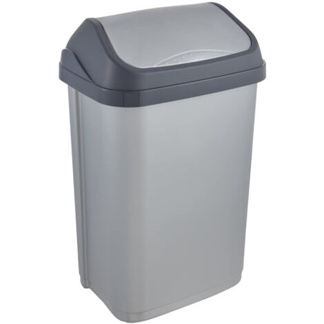 keeeper Cubo de Basura con Tapa Basculante, 25 l Plateado, gama Swantje