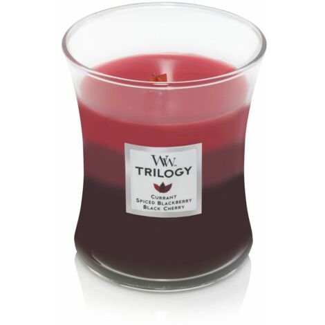 WoodWick Trilogy vela perfumada mediana en forma de reloj de arena con Pluswick Innovation, Bayas maduras