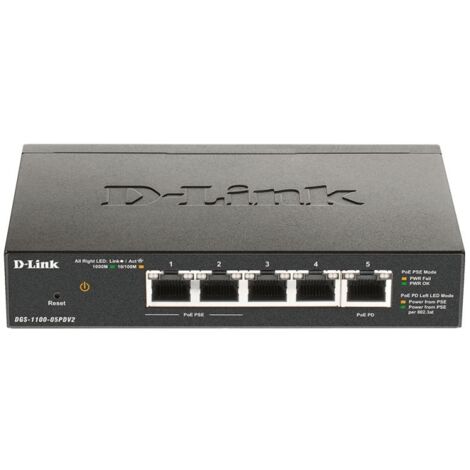 Switch D-Link DGS-1100-05PDV2 5xGbE PoE (1/4)