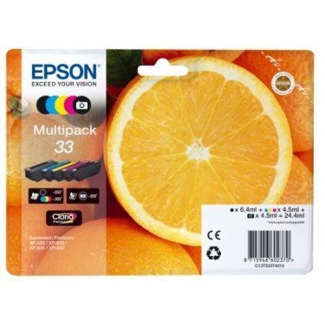 Cartucho de Tinta Original Epson nº33 Multipack/ Negro/ Cian/ Amarillo/ Magenta/ Negro Fotográfico (1/5)