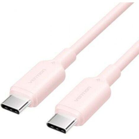 Cable USB 2.0 Tipo-C 3A Vention TRCPF/ USB Tipo-C Macho - USB Tipo-C Macho/ Hasta 60W/ 480Mbps/ 1m/ Rosa