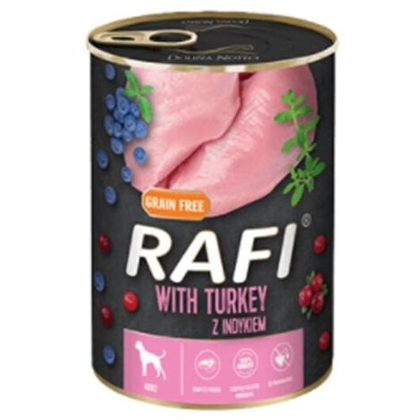 Alimento húmedo para perros Rafi con pavo, enlatado, 400 g