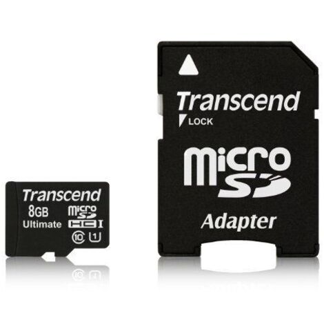 Transcend microSDHC MLC      8GB Class 10 UHS-I 600x + SD-Adapter (1/2)
