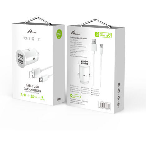Home Serie Enjoy YCC-01M Adaptador de coche USB. 2 USB x 5V/2.4A con cable Micro USBÂ (1/2)