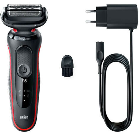 Afeitadora eléctrica Braun Series 5 Wet & Dry para hombre, color negro/rojo (51-R1000s)