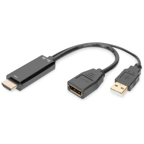 DIGITUS 4K HDMI Adapter - HDMI auf DisplayPort 0,2m schwarz (1/4)