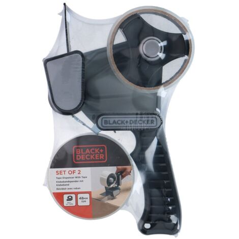 Dispensador de cinta de embalaje + 2 rollos 48 mm x 15 m (1/3)