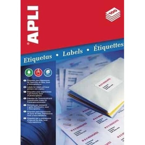 Etiquetas adhesivas Apli 1280 100 Hojas 105 x 148 mm Blanco A4 (1/2)