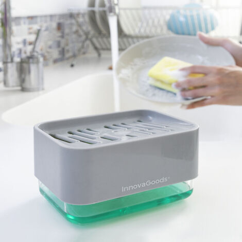 Dispensador de Jabón 2 en 1 para Fregadero Pushoap InnovaGoods. Un dispensador de jabón de cocina con un original diseño multifunción, antibacteri (1/5)