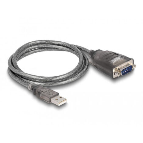 Delock adaptador usb 2.0 tipo-a a 1 x serial rs-232 d-sub 9 pin macho con tuercas con 3 x led 1 m (1/3)