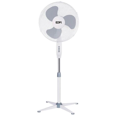 VENTILADOR DE PIE BLANCO POTENCIA: 45W ASPAS: Ø40cm ALTURA REGULABLE 105-125cm EDM (1/2)