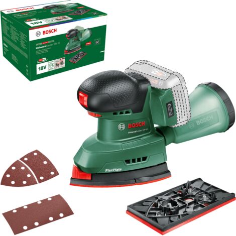 Lijadora a batería Bosch UniversalSander 18V-10 (sin batería, sistema de 18 V, 2x papeles de lija, en cartón) (1/10)