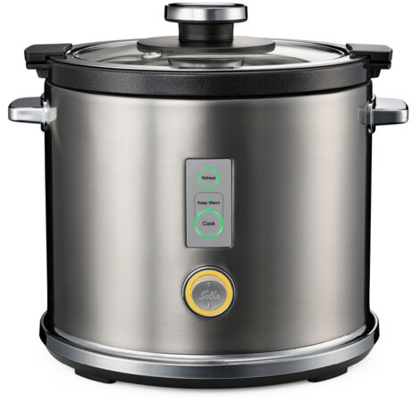 Solis Rice Cooker Multi - Arrocera con función de cocción al vapor, función de calentamiento y calentamiento, capacidad de 6 tazas, revestimiento antiadherente sin PFAS, carcasa de acero inoxidable (1/5)