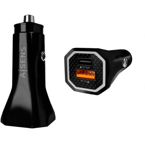 Cargador de Coche Aisens ASCH-CAR2PQC-BK/ 1xUSB-Tipo C/ 1xUSB/ 38W (1/4)