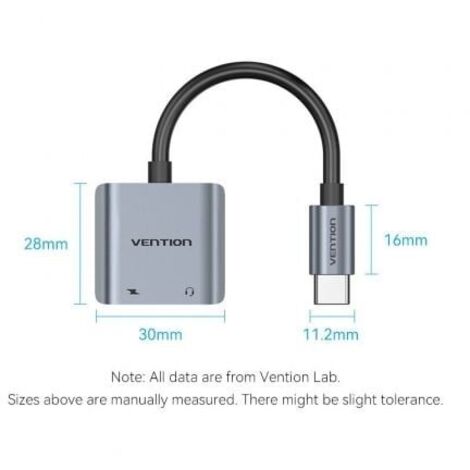 Vention Conversor USB Tipo-C BGZHA/ USB Tipo-C Macho - 2x USB Tipo-C Hembra (Audio y Carga) (1/2)