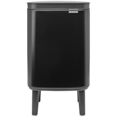 Brabantia - Cubo de basura Bo Hi 4 L con tapa de cierre suave, interior extraíble y asa de transporte - Adecuado para baño, dormitorio y oficina en casa - Matt Black