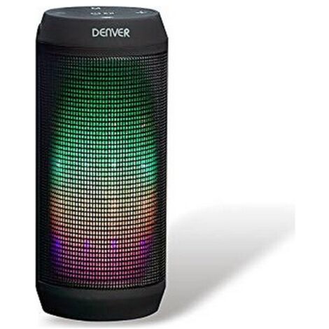 Denver BTL-62 – Altavoz Portátil con Efectos de Luz Incorporados, Bluetooth, Radio FM, Entrada AUX, Batería Recargable, Negro (1/4)