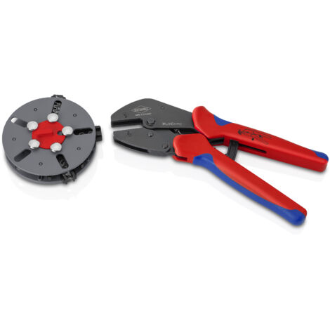 KNIPEX 97 33 03 MultiCrimp® Crimpadora con cargador de mordazas con mangos multicomponentes Barnizados 250 mm