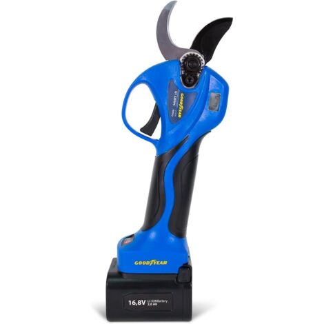 Goodyear – Tijeras de podar ramas eléctricas a batería 16,8V con 2 baterías de litio, corte 25-32 mm, motor 840W, profesionales para jardín y frutales