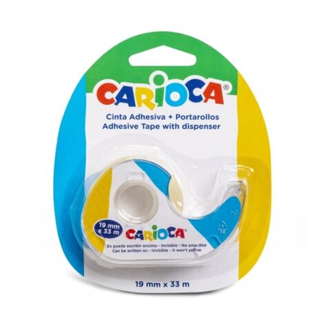 Carioca blister 1 portarollos + cinta adhesiva transparente - no amarillea con el tiempo - ideal para papel y carton - color varios