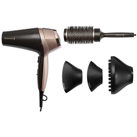 Remington D5706 Coffret Coiffure, Seche-Cheveux Ionique Curl Confidence 2200W, Brosse 45mm, Grille Ceramique, Leger, Silencieux