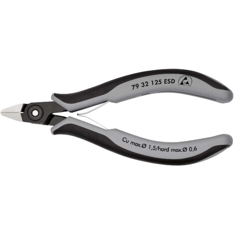 KNIPEX 79 32 125 ESD Alicates de precisión de corte diagonal para electrónica ESD con mangos multicomponentes Barnizados 125 mm