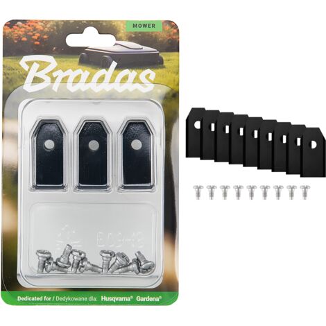 Cuchillas de titanio negro para robots cortacésped Husqvarna Gardena Juego de 9 piezas, alta durabilidad y corte preciso (1/2)