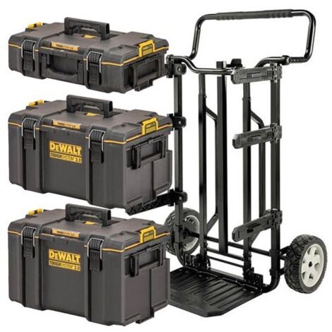 DeWalt DWST83401-1-TOUGHSYSTEM Taller Modular 4 en 1, ideal para almacenamiento y transporte de herramientas, carro con ruedas todo terreno, compartimentos resistentes IP65