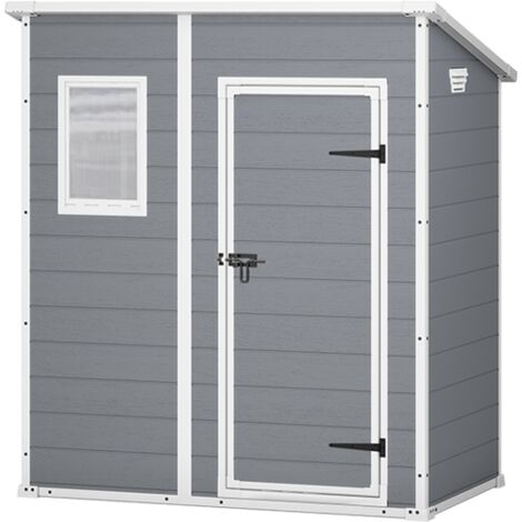 KETER Caseta jardín MANOR PENT 6x4 EXTERIOR cobertizo de almacenamiento ordenación de madera acero metal resina 184x111x201 WxDxH cm