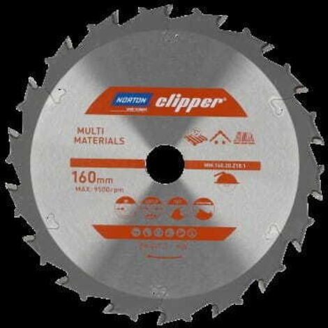 SIERRA CIRCULAR NORTON 160 mm x 20 mm x 16 pulgadas DEMOLICIÓN MULTIMATERIALES 3020 (1/2)