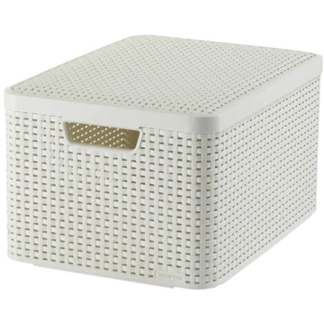 Caja de almacenamiento con tapa Style L blanco crema 30 L Curver