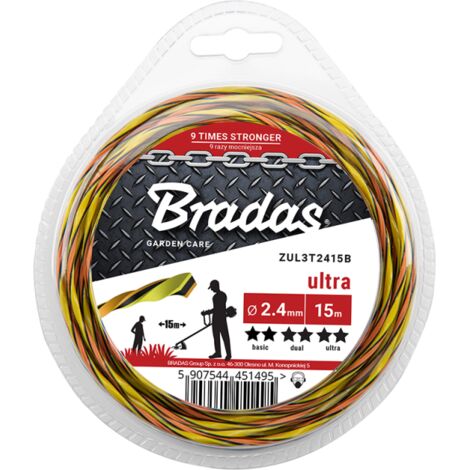 Hilo de corte para desbrozadora, Ultra L3 Twist, modelo 1,6 mm x 15 m blister, uso en jardinería, corte trenzado silencioso, alta precisión y resistencia (1/2)