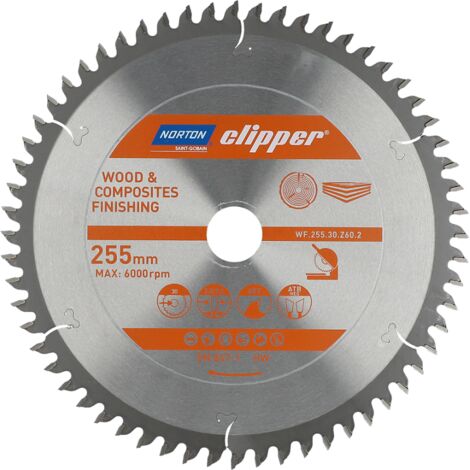 NORTON PIŁA TARCZOWA 255mm x 30mm x 60z DREWNO I KOMPOZYTY ATB Neg (3,2 / 2,2)