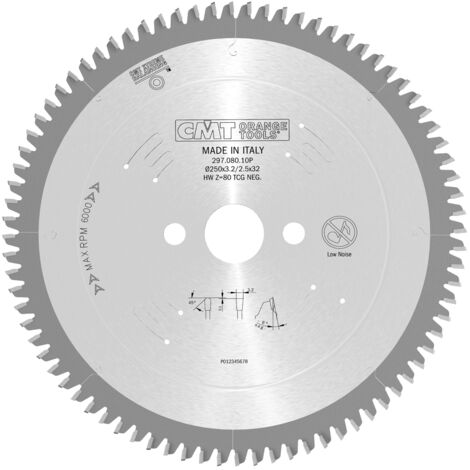 297.080.10P SIERRA CIRCULAR 250X3.2X32   Z=80 TCG -6° SILENCIOSA