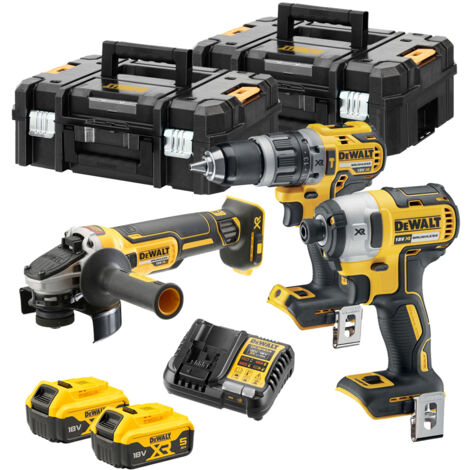 Dewalt – Pack de 3 atornilladores de impacto 18V – 2 baterías 5Ah – Motor sin escobillas – Par máximo para trabajos pesados (1/4)
