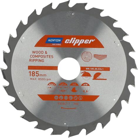Sierra circular Norton Clipper NORTON 185 mm (1,8 / 1,2) Corte de madera y materiales compuestos Dientes de carburo Alta precisión Baja vibración y ruido (1/2)