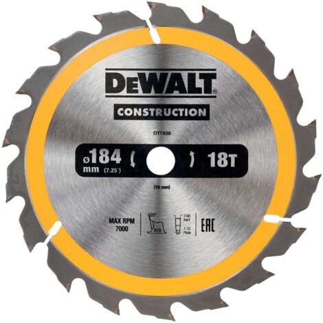 Hoja de Sierra Circular DeWalt DT1938-QZ 184x16mm 18T Clavada Madera
