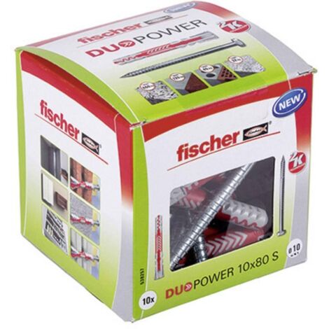 DuoPower FISCHER todos los materiales tapón 10x80 + Tornillos - Caja de 10 - 538247