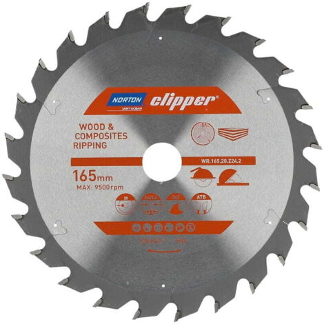 SIERRA CIRCULAR NORTON 165 mm x 20 mm x 24 pulgadas MADERA Y COMPUESTOS ATB 26 16