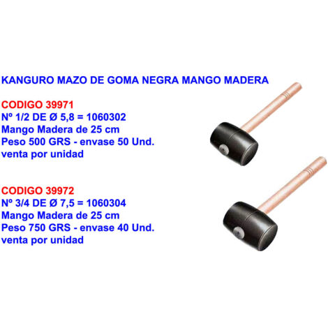 RUBI KANGURO GOMA MAZO GOMA NEGRA 1/2=500 GR. = Ø 5,8 =88555