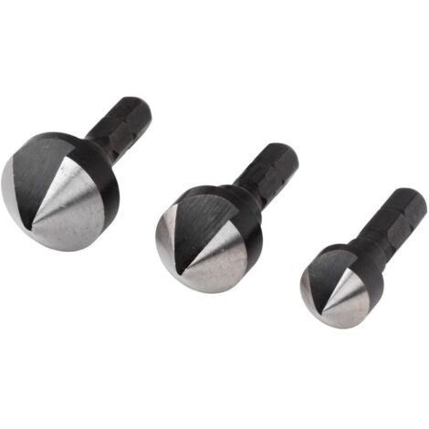 Juego de 3 brocas avellanadoras de 6 caras WOLFCRAFT HSS, diámetros 8-12-16 mm WOLFCRAFT