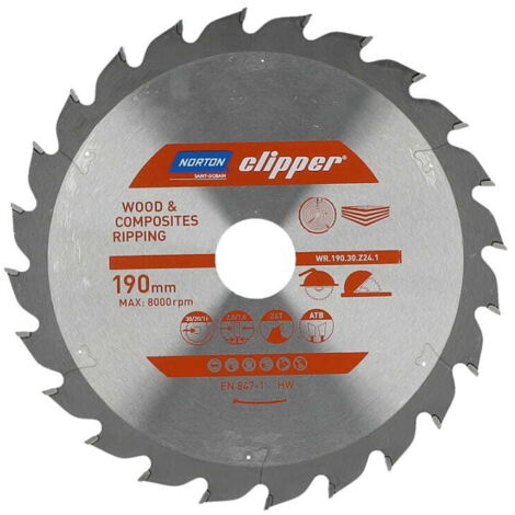 SIERRA CIRCULAR NORTON 190 mm x 30 mm x 24 pulgadas MADERA Y COMPUESTOS ATB 28 18