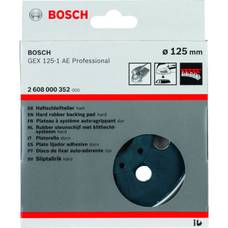 BOSCH PLATO DE LIJA DE 125 MM CON 8 AGUJEROS PARA LIJADORAS EXCENTRICAS VERSION DURO