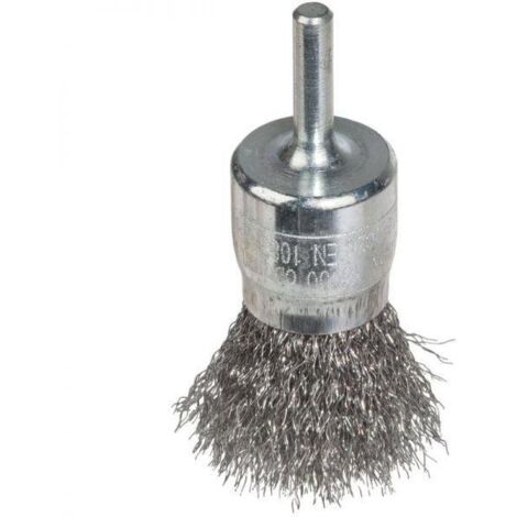 CEPILLO DE ALAMBRE DE ACERO CON VÁSTAGO DE 6 MM, FI25 MM - TAMAÑO DT 25 (1/2)