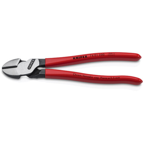 KNIPEX 74 01 200 Alicates de corte diagonal de fuerza recubiertos de plástico Negro atramentado 200 mm