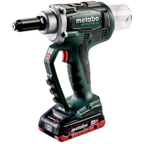 Metabo Herramientas - Pistola remachadora AKU de 18 V, 2 baterías LiHD de 4,0 Ah, cargador 619002800