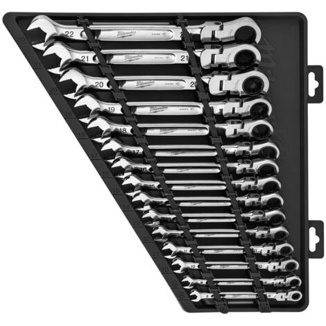 Juego de 15 llaves combinadas MAXBITE articuladas con carraca, 8, 9, 10, 11, 12, 13, 14, 15, 17, 18, 19, 20, 21, 22mm MILWAUKEE (1/2)